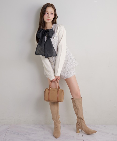 Seemi. byNICECLAUP（ シーミーバイナイスクラップ）の「【Seemi.】セット対応/ツイードノースリーブジャケット（ベスト・レディース・アイボリー/サックスブルー/ベージュ・FREE）」の11枚目の写真