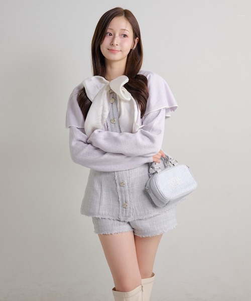 Seemi. byNICECLAUP（ シーミーバイナイスクラップ）の「【Seemi.】セット対応/ツイードノースリーブジャケット（ベスト・レディース・アイボリー/サックスブルー/ベージュ・FREE）」の17枚目の写真