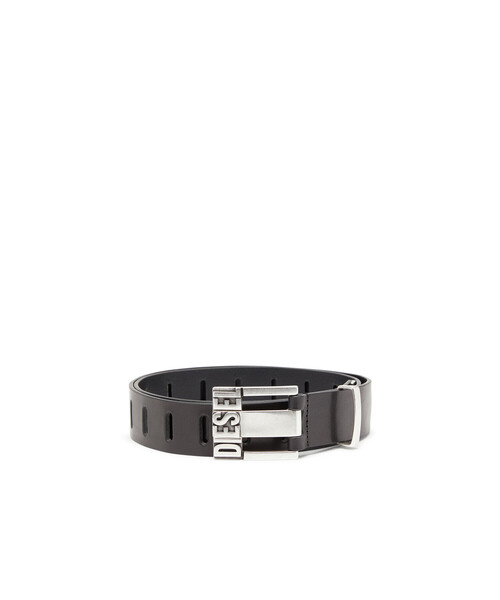 ⭐️セール⭐️DIESEL ブラックレザーベルト メタルブラック DIESEL ブラックレザーベルト 【公式通販】