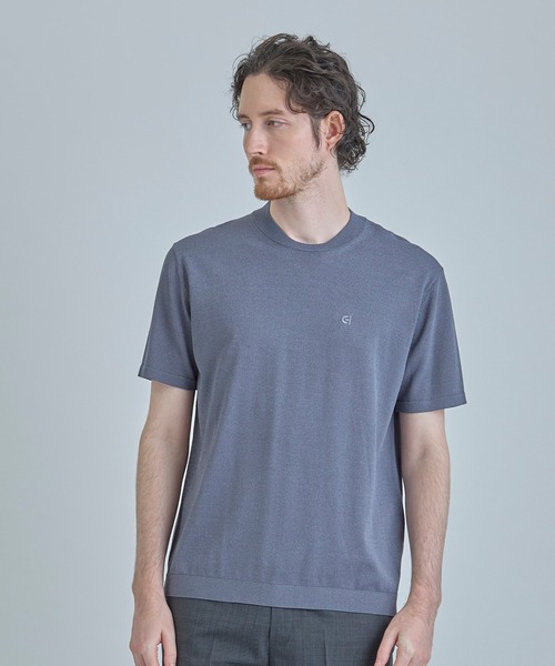 MEN'S BIGI（メンズビギ）の「【COLE HAAN/コール ハーン】別注 ロゴ刺繍ニット半袖Tシャツ＜持続冷感＞（ニット/セーター・メンズ・ブラック/グレー/ホワイト・03/02/01/04）」の3枚目の写真