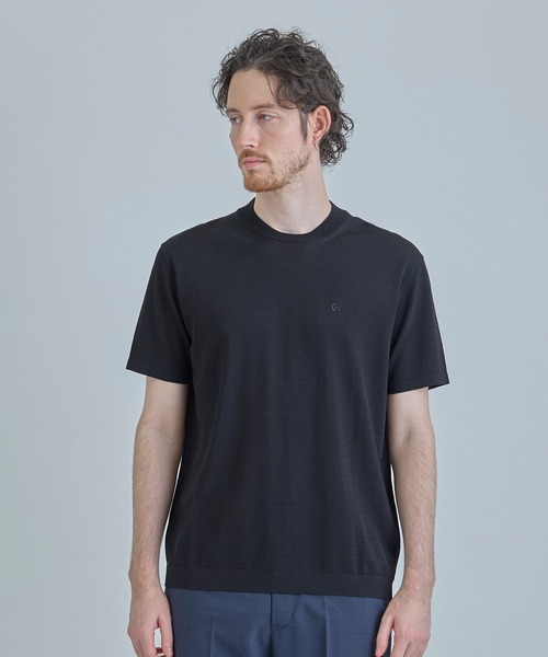 MEN'S BIGI（メンズビギ）の「【COLE HAAN/コール ハーン】別注 ロゴ刺繍ニット半袖Tシャツ＜持続冷感＞（ニット/セーター・メンズ・ブラック/グレー/ホワイト・03/02/01/04）」の2枚目の写真