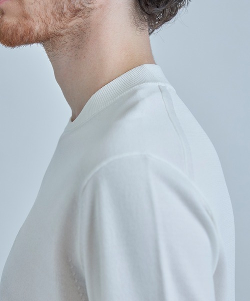 MEN'S BIGI（メンズビギ）の「【COLE HAAN/コール ハーン】別注 ロゴ刺繍ニット半袖Tシャツ＜持続冷感＞（ニット/セーター・メンズ・ブラック/グレー/ホワイト・03/02/01/04）」の7枚目の写真