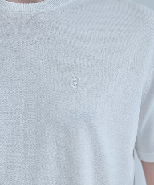 MEN'S BIGI（メンズビギ）の「【COLE HAAN/コール ハーン】別注 ロゴ刺繍ニット半袖Tシャツ＜持続冷感＞（ニット/セーター・メンズ・ブラック/グレー/ホワイト・03/02/01/04）」の6枚目の写真