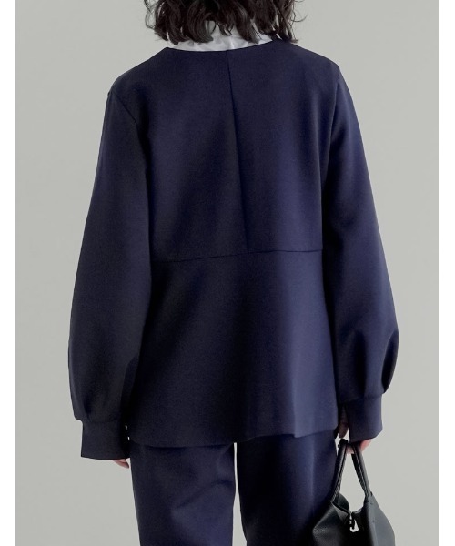 Re:EDIT（リエディ）の「[3点セット][イージーケア][パンツのサイズが選べる][低身長/高身長サイズ有]リボンブラウス付きダンボールパンツセットアップ（セットアップ・レディース・ブラック/ブルー・B/A/G/E/H/F/D/C）」の16枚目の写真