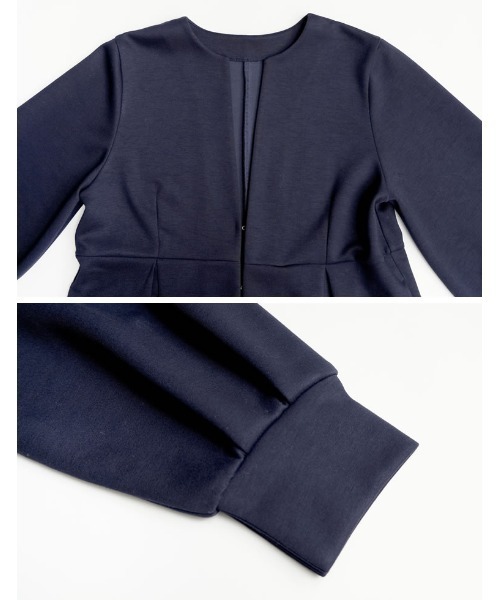 Re:EDIT（リエディ）の「[3点セット][イージーケア][パンツのサイズが選べる][低身長/高身長サイズ有]リボンブラウス付きダンボールパンツセットアップ（セットアップ・レディース・ブラック/ブルー・B/A/G/E/H/F/D/C）」の21枚目の写真