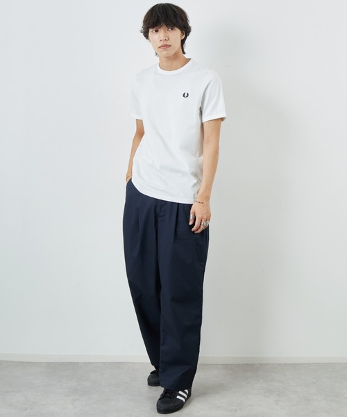 FRED PERRY（フレッドペリー）の「[FRED PERRY/フレッドペリー] ワンポイントロゴ刺繍 ショートスリーブリンガーTシャツ M3519（Tシャツ/カットソー・レディース・モスグリーン/ダークグリーン/ワイン/グレー/キナリ/ブラック/ネイビー/ホワイト・S/XS/L/M/XL）」の21枚目の写真