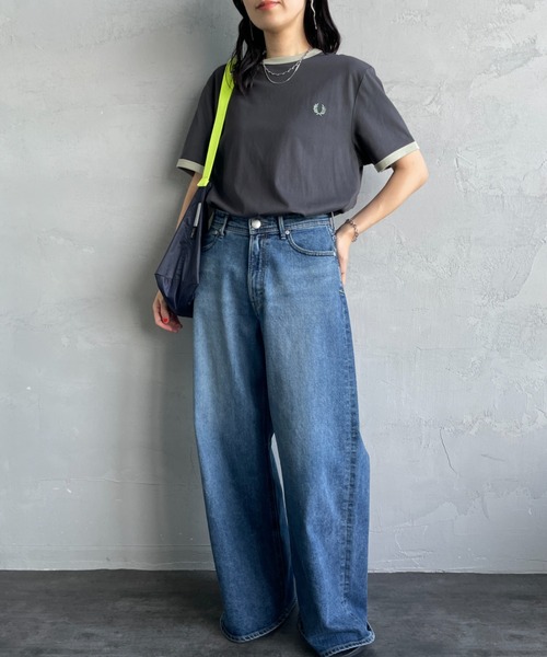 FRED PERRY（フレッドペリー）の「【WEB先行予約】[FRED PERRY/フレッドペリー] ワンポイントロゴ刺繍 ショートスリーブリンガーTシャツ M3519（Tシャツ/カットソー・レディース・モスグリーン/ダークグリーン/ワイン/グレー/キナリ/ブラック/ネイビー/ホワイト・S/XS/L/M/XL）」の10枚目の写真