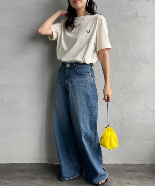 FRED PERRY（フレッドペリー）の「【WEB先行予約】[FRED PERRY/フレッドペリー] ワンポイントロゴ刺繍 ショートスリーブリンガーTシャツ M3519（Tシャツ/カットソー・レディース・モスグリーン/ダークグリーン/ワイン/グレー/キナリ/ブラック/ネイビー/ホワイト・S/XS/L/M/XL）」の9枚目の写真