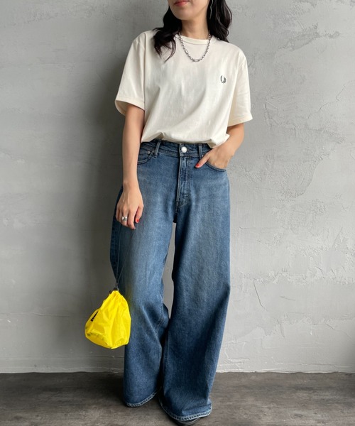 FRED PERRY（フレッドペリー）の「【WEB先行予約】[FRED PERRY/フレッドペリー] ワンポイントロゴ刺繍 ショートスリーブリンガーTシャツ M3519（Tシャツ/カットソー・レディース・モスグリーン/ダークグリーン/ワイン/グレー/キナリ/ブラック/ネイビー/ホワイト・S/XS/L/M/XL）」の19枚目の写真