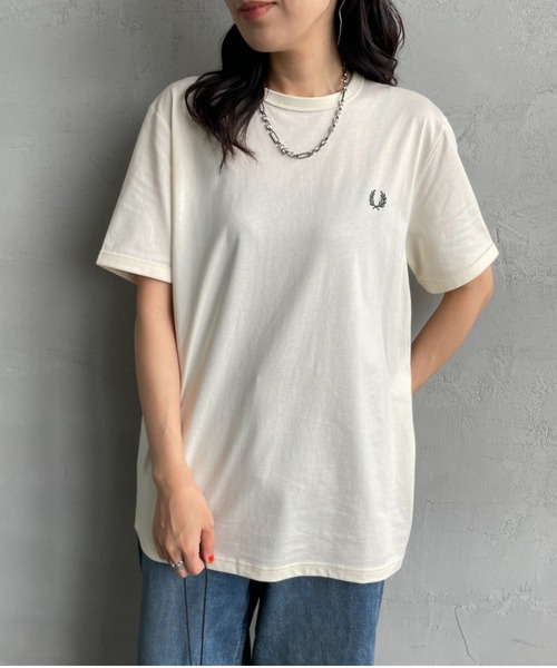 FRED PERRY（フレッドペリー）の「【WEB先行予約】[FRED PERRY/フレッドペリー] ワンポイントロゴ刺繍 ショートスリーブリンガーTシャツ M3519（Tシャツ/カットソー・レディース・モスグリーン/ダークグリーン/ワイン/グレー/キナリ/ブラック/ネイビー/ホワイト・S/XS/L/M/XL）」の21枚目の写真