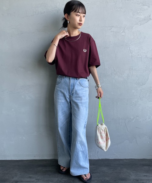 FRED PERRY（フレッドペリー）の「【WEB先行予約】[FRED PERRY/フレッドペリー] ワンポイントロゴ刺繍 ショートスリーブリンガーTシャツ M3519（Tシャツ/カットソー・レディース・モスグリーン/ダークグリーン/ワイン/グレー/キナリ/ブラック/ネイビー/ホワイト・S/XS/L/M/XL）」の13枚目の写真