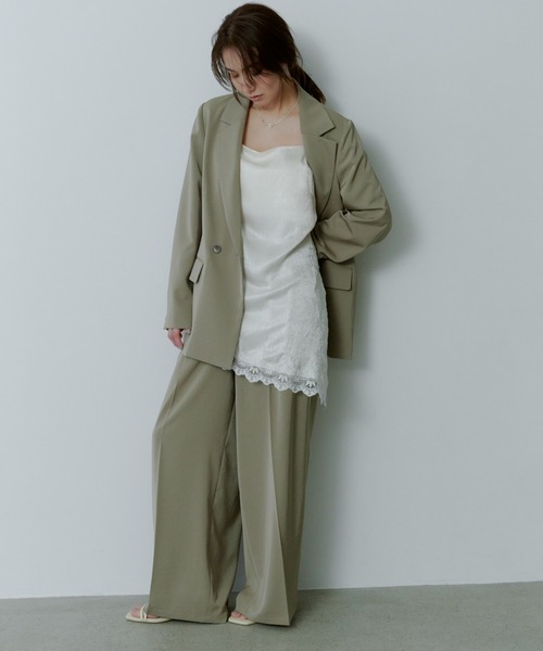 MIESROHE（ミースロエ）の「【セットアップ対応】【洗える・UVカット】サテンワイドパンツ（その他パンツ・レディース・オリーブ/ダークネイビー/ホワイト・0/1）」の3枚目の写真