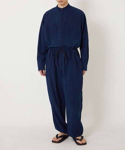 BLUE BLUE JAPAN(ブルーブルージャパン)の「ブークレーストライプ オールインワン(つなぎ/オールインワン・メンズ・インディゴブルー・S/M/L)」の9枚目の写真
