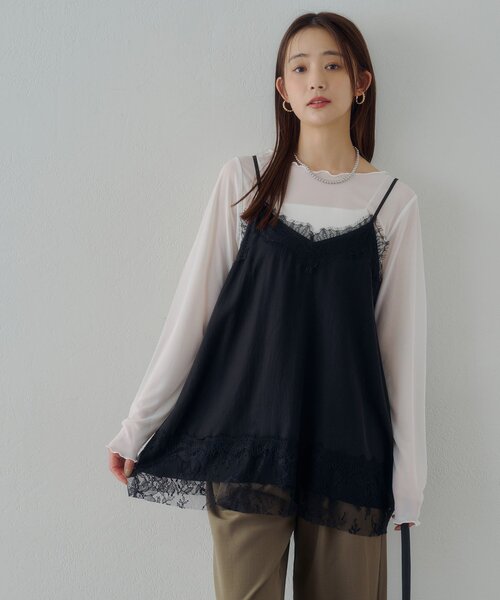 DISCOAT（ディスコート）の「【Noka】レース使いキャミチュニック（キャミソール・レディース・ブラック/ベージュ・FREE）」の3枚目の写真