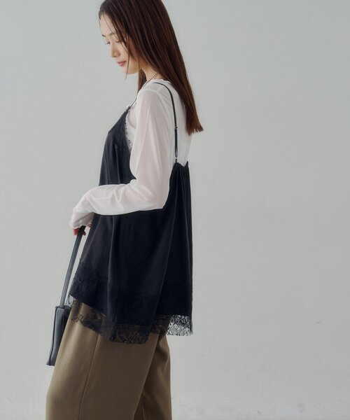 DISCOAT（ディスコート）の「【Noka】レース使いキャミチュニック（キャミソール・レディース・ブラック/ベージュ・FREE）」の4枚目の写真