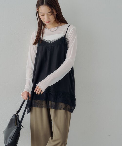 DISCOAT（ディスコート）の「【Noka】レース使いキャミチュニック（キャミソール・レディース・ブラック/ベージュ・FREE）」の6枚目の写真