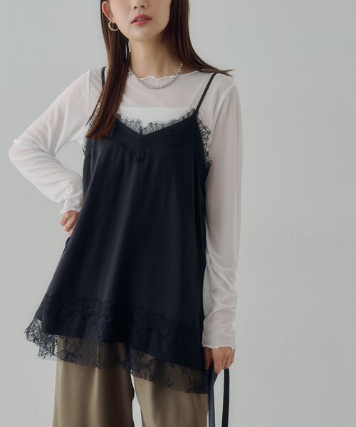 DISCOAT（ディスコート）の「【Noka】レース使いキャミチュニック（キャミソール・レディース・ブラック/ベージュ・FREE）」の8枚目の写真