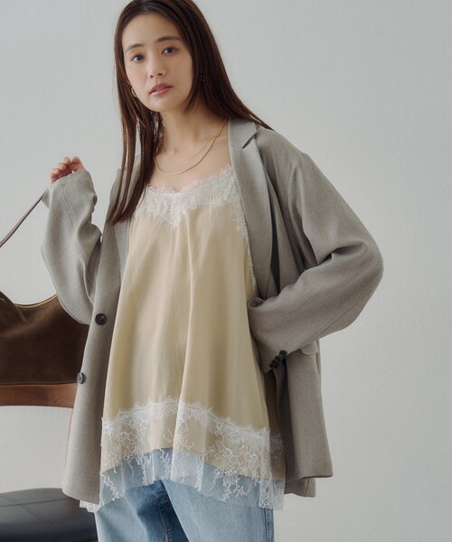 DISCOAT（ディスコート）の「【Noka】レース使いキャミチュニック（キャミソール・レディース・ブラック/ベージュ・FREE）」の13枚目の写真