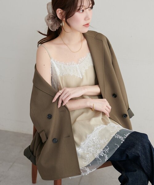 DISCOAT(ディスコート)の「【Noka】レース使いキャミチュニック(キャミソール・レディース・ブラック/ベージュ/オフホワイト/グレー・FREE)」の20枚目の写真