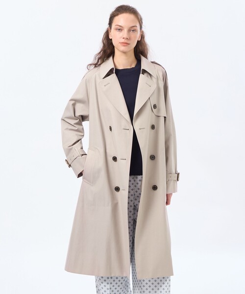 MACKINTOSH PHILOSOPHY（ﾏｯｷﾝﾄｯｼｭ ﾌｨﾛｿﾌｨｰ）の「【LEE4月号/蛯原友里さん着用】【WELBURY TRENCH(ウェルベリートレンチ)】ライトギャバジン（トレンチコート・レディース・ネイビー/ベージュ系その他・38/36）」の2枚目の写真
