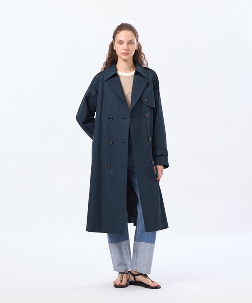 MACKINTOSH PHILOSOPHY（ﾏｯｷﾝﾄｯｼｭ ﾌｨﾛｿﾌｨｰ）の「【LEE4月号/蛯原友里さん着用】【WELBURY TRENCH(ウェルベリートレンチ)】ライトギャバジン（トレンチコート・レディース・ネイビー/ベージュ系その他・38/36）」の3枚目の写真