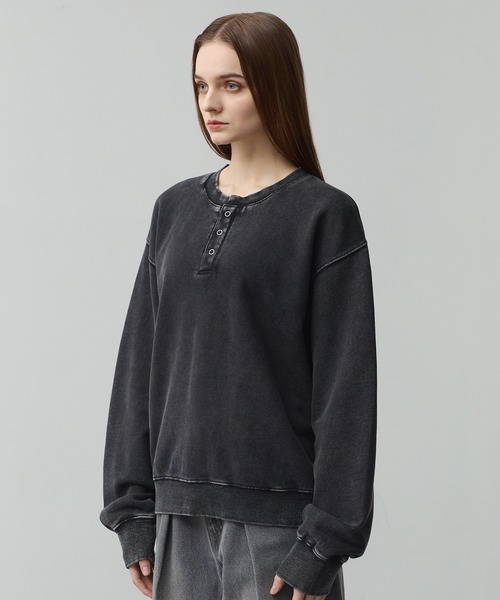 CALLNE(カルネ)の「【CALLNE】 Vintage Henley Neck Sweat / ヴィンテージヘンリーネックスウェット(スウェット・メンズ・ブラック系/ライトグレー・M/L)」の7枚目の写真