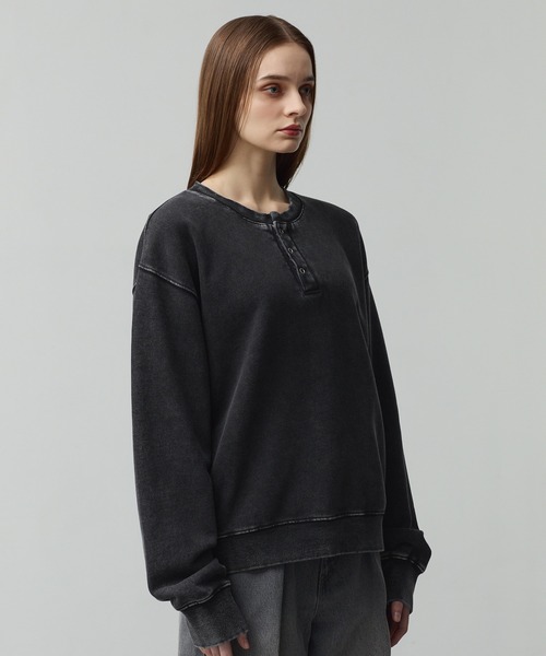CALLNE(カルネ)の「【CALLNE】 Vintage Henley Neck Sweat / ヴィンテージヘンリーネックスウェット(スウェット・メンズ・ブラック系/ライトグレー・M/L)」の9枚目の写真