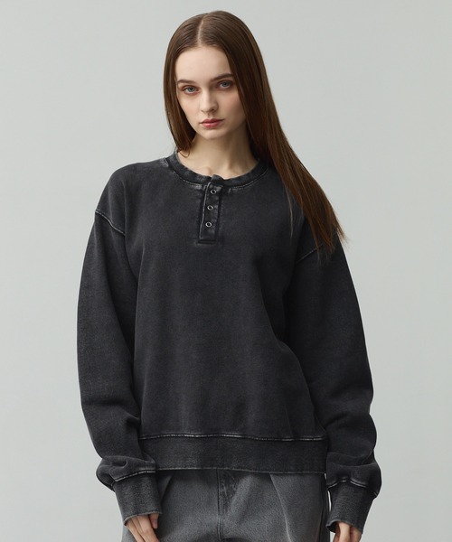 CALLNE(カルネ)の「【CALLNE】 Vintage Henley Neck Sweat / ヴィンテージヘンリーネックスウェット(スウェット・メンズ・ブラック系/ライトグレー・M/L)」の13枚目の写真