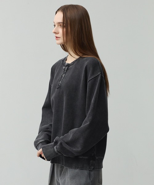 CALLNE(カルネ)の「【CALLNE】 Vintage Henley Neck Sweat / ヴィンテージヘンリーネックスウェット(スウェット・メンズ・ブラック系/ライトグレー・M/L)」の14枚目の写真
