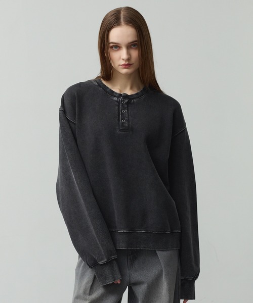 CALLNE(カルネ)の「【CALLNE】 Vintage Henley Neck Sweat / ヴィンテージヘンリーネックスウェット(スウェット・メンズ・ブラック系/ライトグレー・M/L)」の15枚目の写真