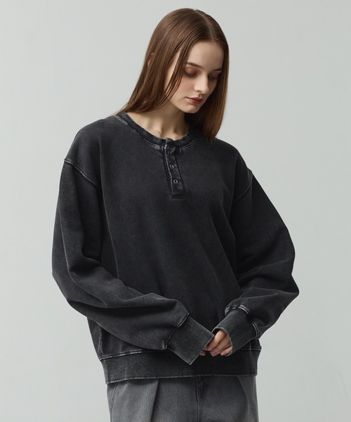CALLNE(カルネ)の「【CALLNE】 Vintage Henley Neck Sweat / ヴィンテージヘンリーネックスウェット(スウェット・メンズ・ブラック系/ライトグレー・M/L)」の16枚目の写真
