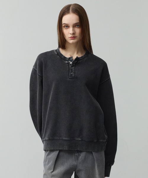 CALLNE(カルネ)の「【CALLNE】 Vintage Henley Neck Sweat / ヴィンテージヘンリーネックスウェット(スウェット・メンズ・ブラック系/ライトグレー・M/L)」の18枚目の写真