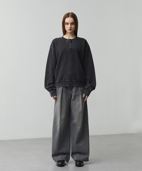 CALLNE(カルネ)の「【CALLNE】 Vintage Henley Neck Sweat / ヴィンテージヘンリーネックスウェット(スウェット・メンズ・ブラック系/ライトグレー・M/L)」の19枚目の写真