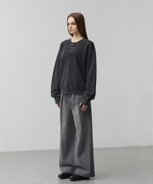 CALLNE(カルネ)の「【CALLNE】 Vintage Henley Neck Sweat / ヴィンテージヘンリーネックスウェット(スウェット・メンズ・ブラック系/ライトグレー・M/L)」の20枚目の写真