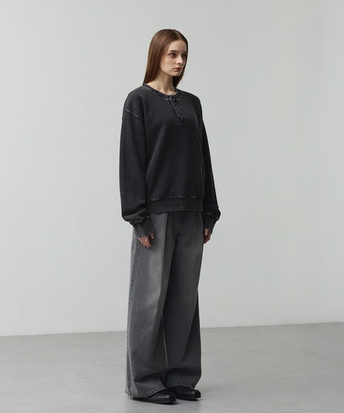 CALLNE(カルネ)の「【CALLNE】 Vintage Henley Neck Sweat / ヴィンテージヘンリーネックスウェット(スウェット・メンズ・ブラック系/ライトグレー・M/L)」の22枚目の写真