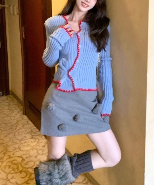 almo（アルモ）の「【LAMPOON】パイピングステッチカーディガン（カーディガン/ボレロ・レディース・ブルー/ネイビー・FREE）」の4枚目の写真