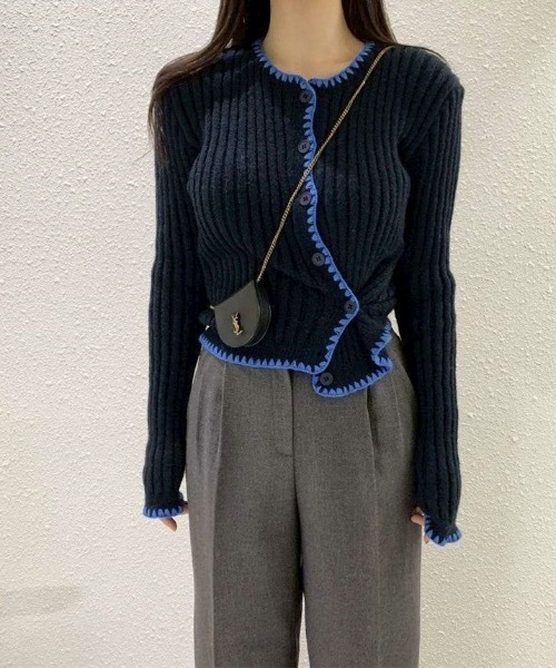 almo（アルモ）の「【LAMPOON】パイピングステッチカーディガン（カーディガン/ボレロ・レディース・ブルー/ネイビー・FREE）」の10枚目の写真