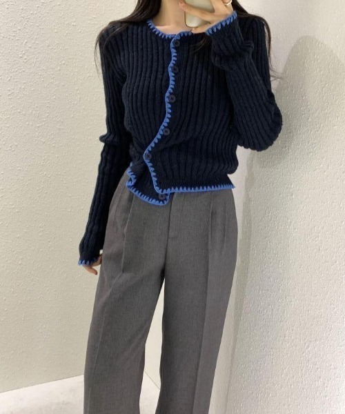 almo（アルモ）の「【LAMPOON】パイピングステッチカーディガン（カーディガン/ボレロ・レディース・ブルー/ネイビー・FREE）」の15枚目の写真