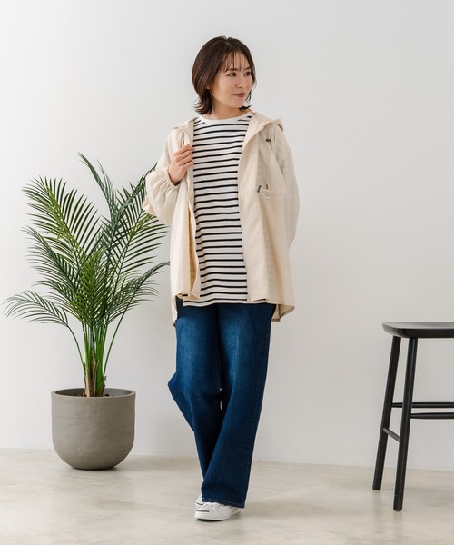 fort point(フォーポイント)の「【C-FORT POINT/フォートポイント】【ウエストドロストコードでお好みのシルエットに!】フード付きナイロンブルゾン ゆったりシルエット きれいめ カジュアル(ブルゾン・レディース・アイボリー/ブラック/ベージュ・MEDIUM)」の5枚目の写真