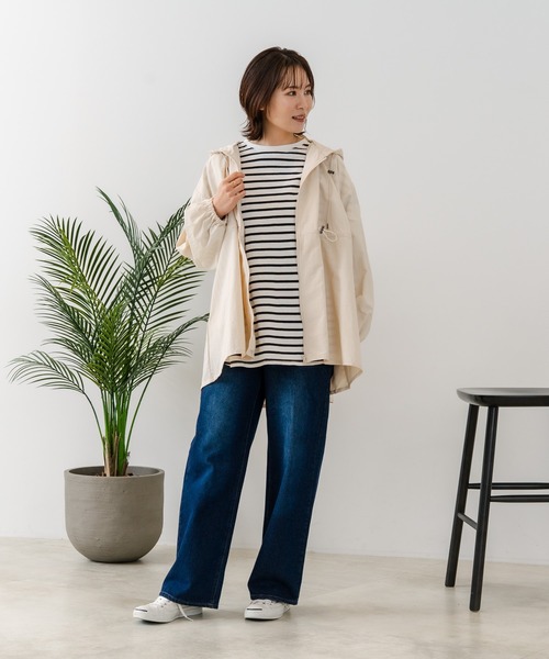 fort point(フォーポイント)の「【C-FORT POINT/フォートポイント】【ウエストドロストコードでお好みのシルエットに!】フード付きナイロンブルゾン ゆったりシルエット きれいめ カジュアル(ブルゾン・レディース・アイボリー/ブラック/ベージュ・MEDIUM)」の6枚目の写真