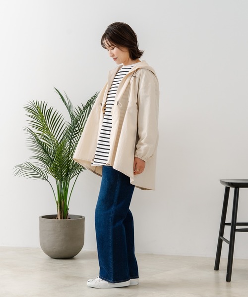 fort point(フォーポイント)の「【C-FORT POINT/フォートポイント】【ウエストドロストコードでお好みのシルエットに!】フード付きナイロンブルゾン ゆったりシルエット きれいめ カジュアル(ブルゾン・レディース・アイボリー/ブラック/ベージュ・MEDIUM)」の7枚目の写真