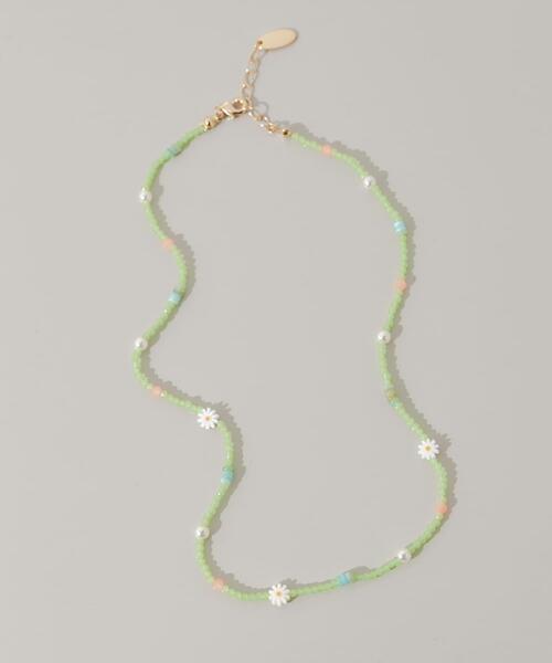 SMELLY(スメリー)の「フラワーモチーフカラフルビーズネックレス(ネックレス・レディース・グリーン・-)」の6枚目の写真