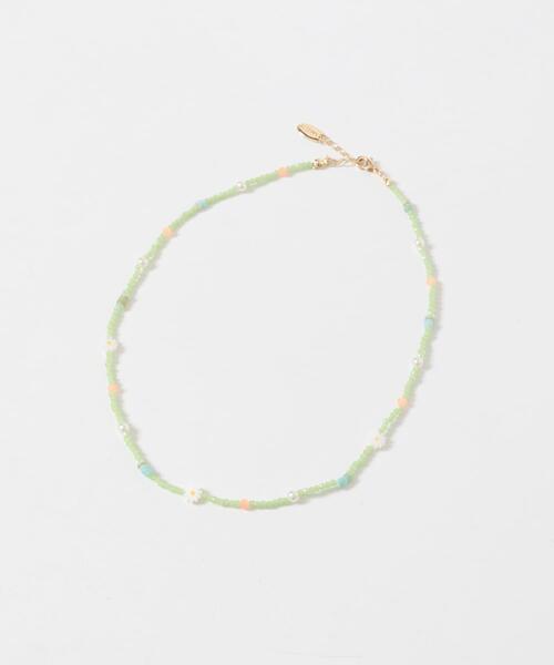 SMELLY(スメリー)の「フラワーモチーフカラフルビーズネックレス(ネックレス・レディース・グリーン・-)」の3枚目の写真