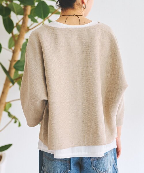 BEARDSLEY(ビアズリー)の「リネンインレイプルオーバー(ニット/セーター・レディース・ネイビー/ベージュ/グレー・FREE)」の14枚目の写真