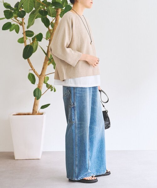 BEARDSLEY(ビアズリー)の「リネンインレイプルオーバー(ニット/セーター・レディース・ネイビー/ベージュ/グレー・FREE)」の16枚目の写真