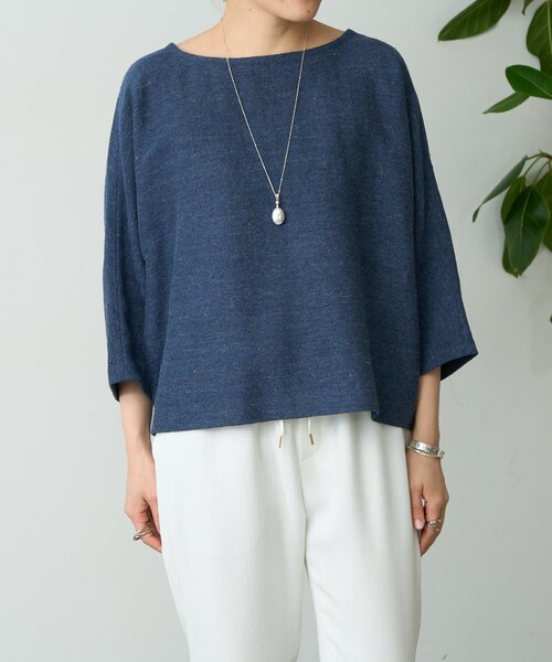 BEARDSLEY(ビアズリー)の「リネンインレイプルオーバー(ニット/セーター・レディース・ネイビー/ベージュ/グレー・FREE)」の18枚目の写真