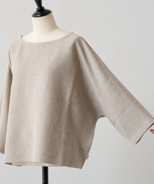 BEARDSLEY(ビアズリー)の「リネンインレイプルオーバー(ニット/セーター・レディース・ネイビー/ベージュ/グレー・FREE)」の5枚目の写真