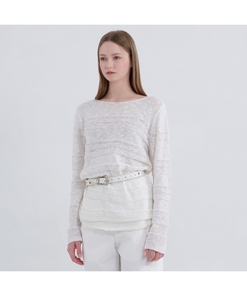MICANE(ミケーネ)の「イリアナブークルシースルーニット(ニット/セーター・レディース・アイボリー/ブラック・X-LARGE/LARGE/MEDIUM/SMALL)」の2枚目の写真