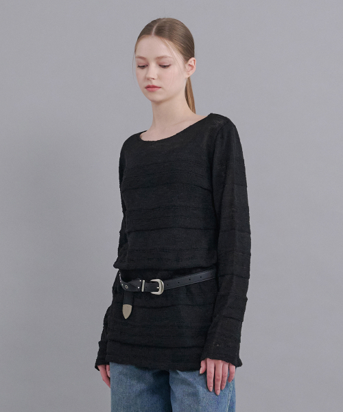 MICANE(ミケーネ)の「イリアナブークルシースルーニット(ニット/セーター・レディース・アイボリー/ブラック・X-LARGE/LARGE/MEDIUM/SMALL)」の3枚目の写真