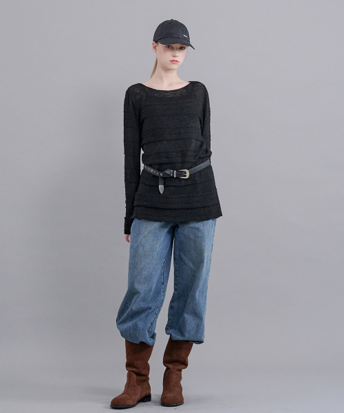 MICANE(ミケーネ)の「イリアナブークルシースルーニット(ニット/セーター・レディース・アイボリー/ブラック・X-LARGE/LARGE/MEDIUM/SMALL)」の4枚目の写真